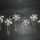 6 Bridal Flower Rhinestone Hairpins Hair pins RP124
