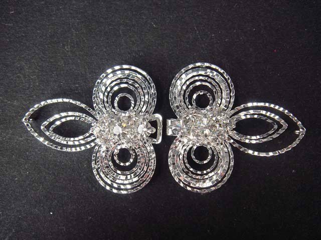 Vintage style dress Rhinestone clasp hook button BU23