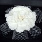 Bridal Fascinator white silk flower pin clip 6.5" BA99