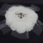 Bridal Fascinator white silk flower pin clip 6.5" BA99