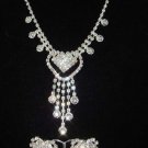 Bridal Heart Rhinestone necklace earring Set NR138