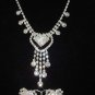 Bridal Heart Rhinestone necklace earring Set NR138