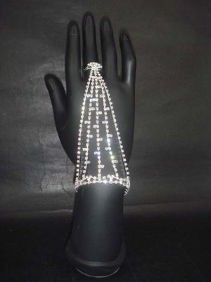 Sexy Rhinestone cuff slave Bracelet with ring BR198