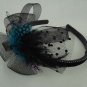 Bridal Feather Bow peacock Pheasant Blue Headband HR87