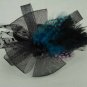 Bridal Feather Bow peacock Pheasant Blue Headband HR87