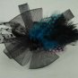 Bridal Feather Bow peacock Pheasant Blue Headband HR87
