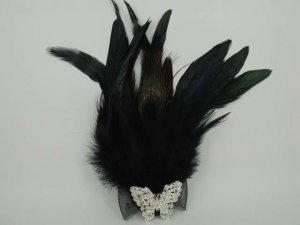 Bridal Butterfly Feather Rhinestone Brooch pin PI397