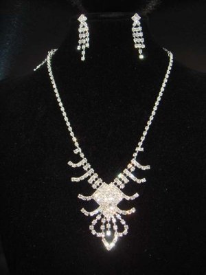 Bridal crystal Rhinestone earring necklace set NR182