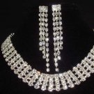 4 row Bridal Rhinestone necklace earring set NR187
