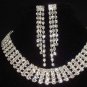 4 row Bridal Rhinestone necklace earring set NR187
