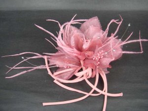 Bridal Feather tiara Hair silk flower pin clip BA98