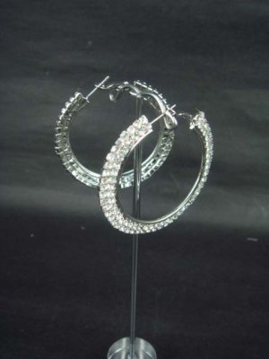 2 row Bridal hoop Rhinestone Crystal Earring 2" ER170