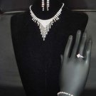 Bridal Rhinestone earring necklace ring bracelet NR194