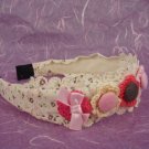 Bridal Flower girl Red Crochet Hair Headband HR119