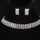 4 row Bridal Rhinestone necklace earring Set NR208