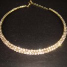 Rhinestone 2 rows Bridal gold tone choker necklace NR23