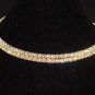 Rhinestone 2 rows Bridal gold tone choker necklace NR23