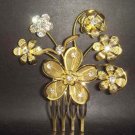 Bridal Crystal golden Rhinestone Hair tiara Comb RB58