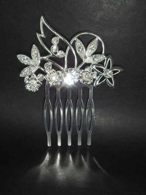 Bridal flower Crystal tiara rhinestone hair comb RB150