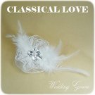 Bridal Feather Lace rhinestone clip tiara BA139