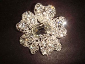 Bridal Flower Crystal cake  Rhinestone Brooch pin Pi329