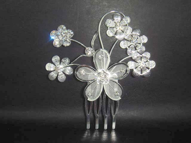Bridal Crystal Flower Rhinestone Hair tiara Comb RB58