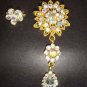 2 pcs Bridal Faux Pearl Rhinestone Brooch pin Pi151