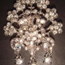Bridal Vintage style dangle Rhinestone Brooch pin Pi167
