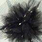 Bridal Feather Black silk flower bead pin clip BA104 6"
