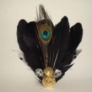 Bridal Peacock Feather Rhinestone Hair Brooch pin PI395