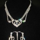 Bridal Rhinestone Heart Earring necklace gift Set NR159