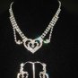Bridal Rhinestone Heart Earring necklace gift Set NR159