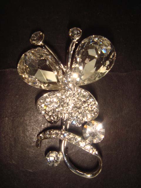 Bridal Butterfly Crystal Rhinestone Brooch pin PI373