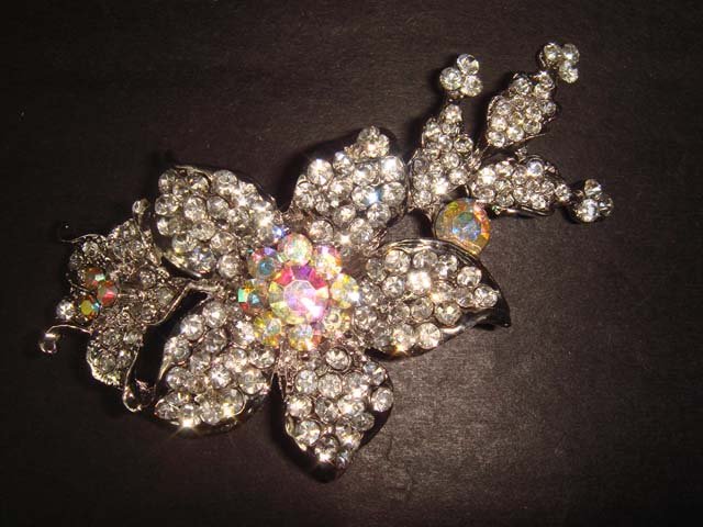 Bridal Crystal flower Rhinestone Brooch pin PI252