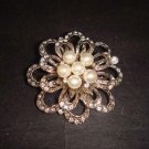 Bridal Crystal Faux Pearl Rhinestone Brooch pin PI349B