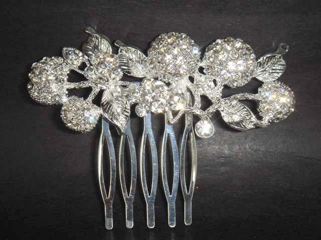 Bridal Rhinestone leaf Crystal Hair tiara Comb RB116