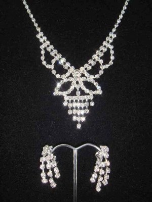 Bridal Crystal Rhinestone necklace earring Set NR75