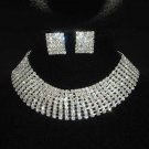 8 row Bridal Rhinestone necklace earring Set NR207