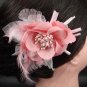 Bridal Wedding Feather Red silk flower pin clip BA75