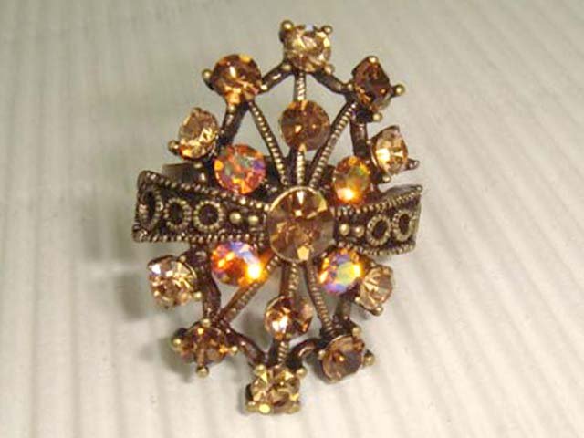 Brown Bridal Vintage style Rhinestone Cocktail Ring R05