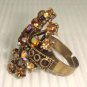 Brown Bridal Vintage style Rhinestone Cocktail Ring R05