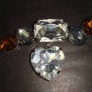 Bridal Heart Vintage style Rhinestone Brooch pin Pi351