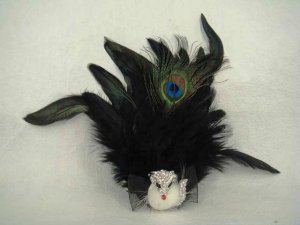 Bridal Fox Peacock Feather Rhinestone Brooch pin PI391
