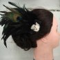 Bridal Fox Peacock Feather Rhinestone Brooch pin PI391