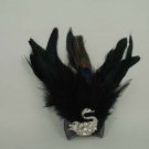 Bridal Swan peacock Feather Rhinestone Brooch pin PI398