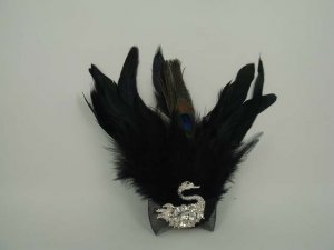Bridal Swan peacock Feather Rhinestone Brooch pin PI398