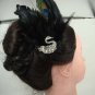 Bridal Swan peacock Feather Rhinestone Brooch pin PI398