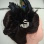 Bridal Swan peacock Feather Rhinestone Brooch pin PI398