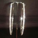 Bridal Rhinestone Earring Hoop Crystal 3.2" ER158