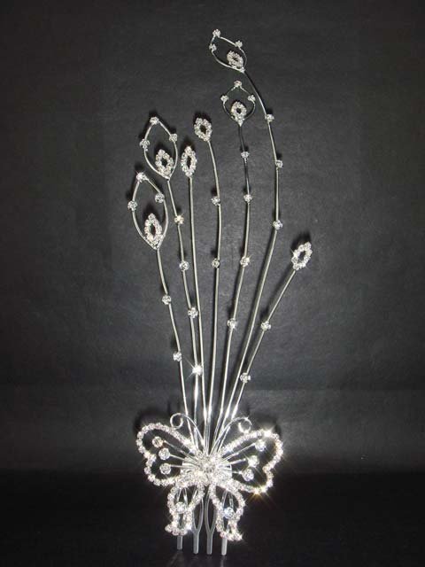 Bridal Rhinestone Butterfly Hair tiara Comb RB124